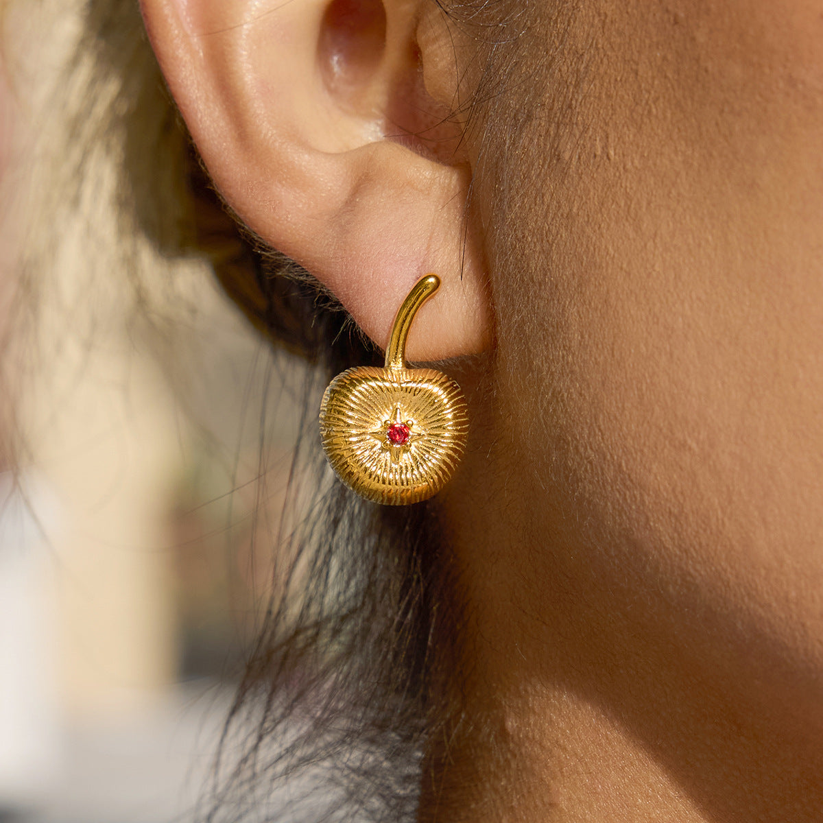 Vintage Brushed Cherry Earrings