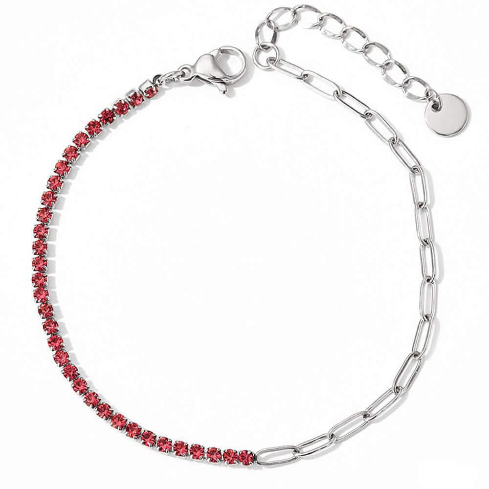 Sparkling Red CZ Tennis Anklets Bracelet