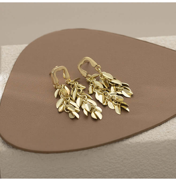 U Shaped Tassel Wheat Leaf Earrings