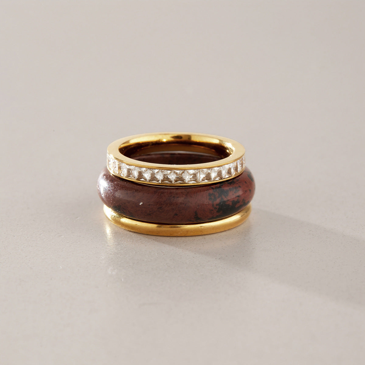 Earth & Elegance Natural Gemstone Stainless Steel Ring