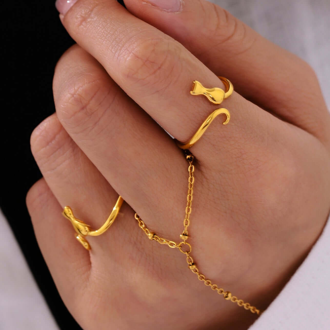 Y2K Two Tone Cat Split Index Ring