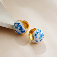 Porcelain Marble Clip On Earrings