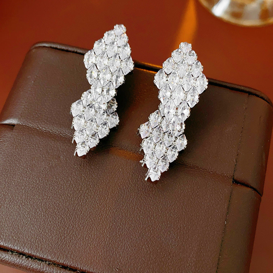 Trendy Rhombus Clear Zircon Earrings