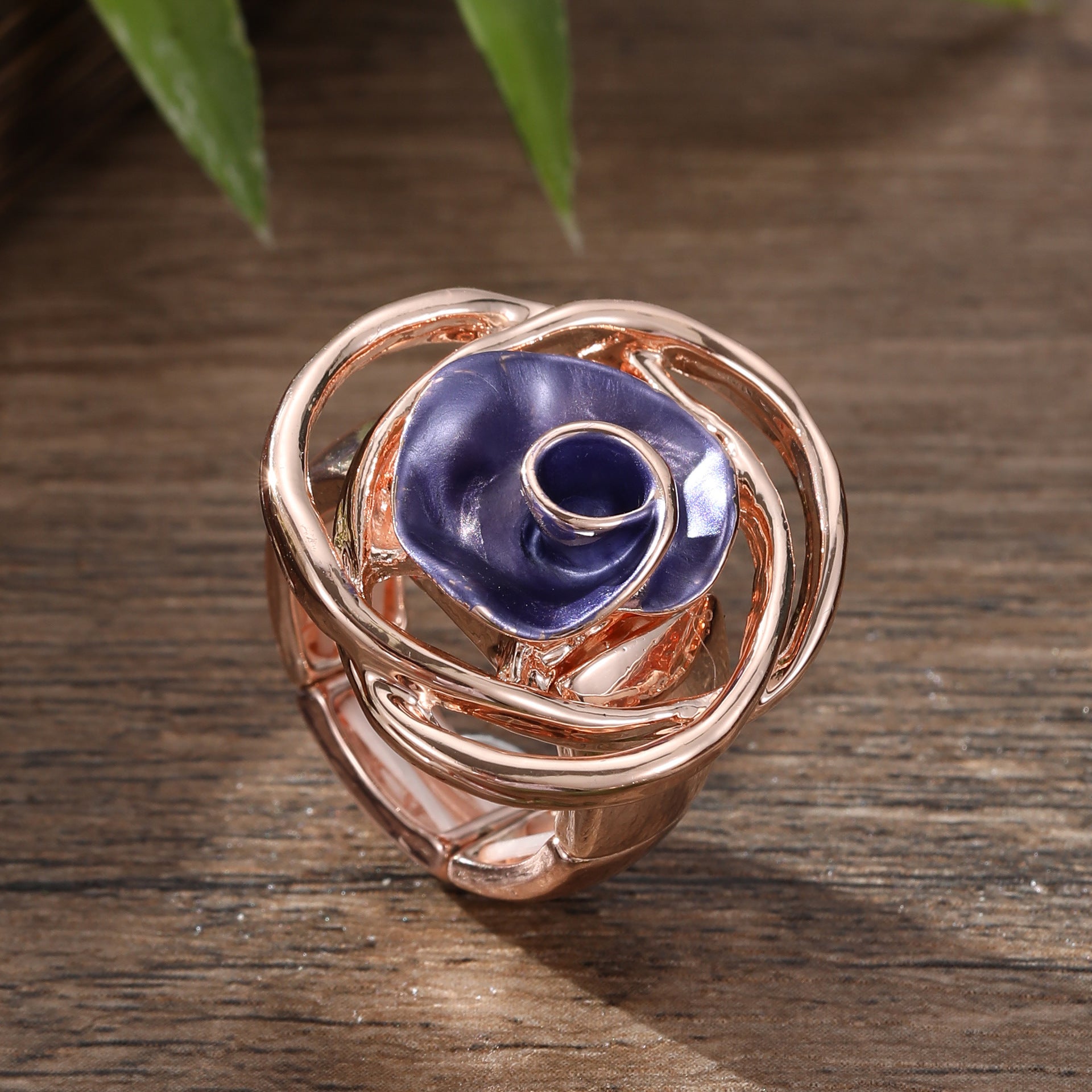 Hand-Painted Chunky Rose Ring
