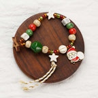 Woven Beaded Christmas Charm Bracelet