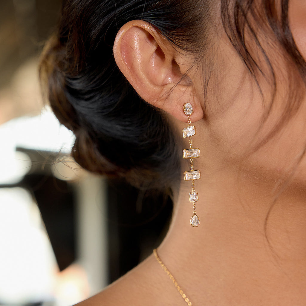 Light Luxury Baguette Droplet Earrings