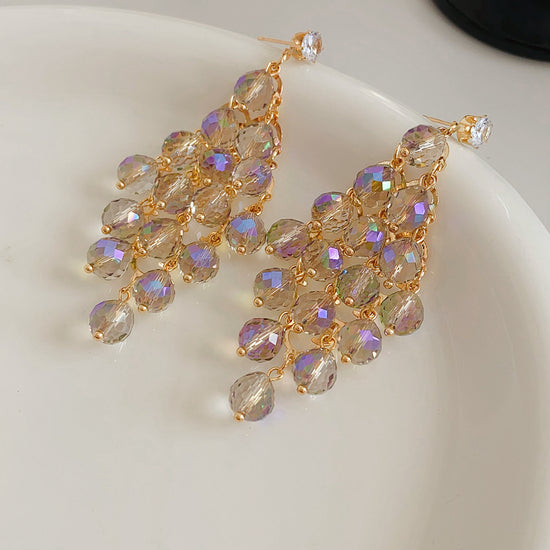 Rhombus Shape Grape Ball Earrings