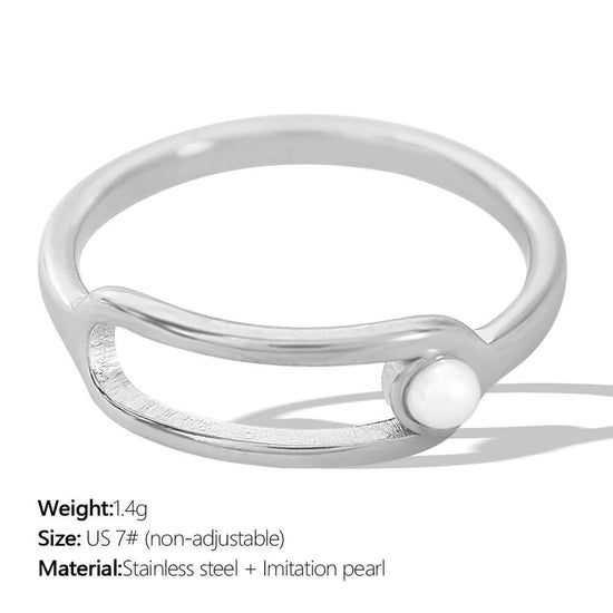 18K Gold Pearl Safety Pin Rings