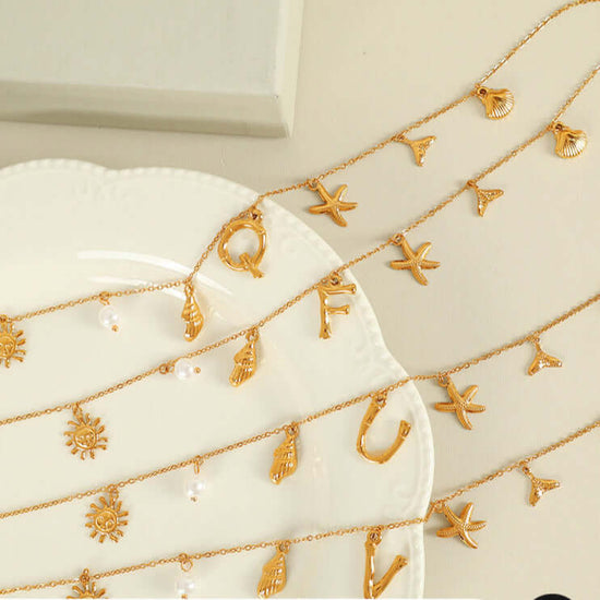 Summer Alphabet Starfish Charm Necklace