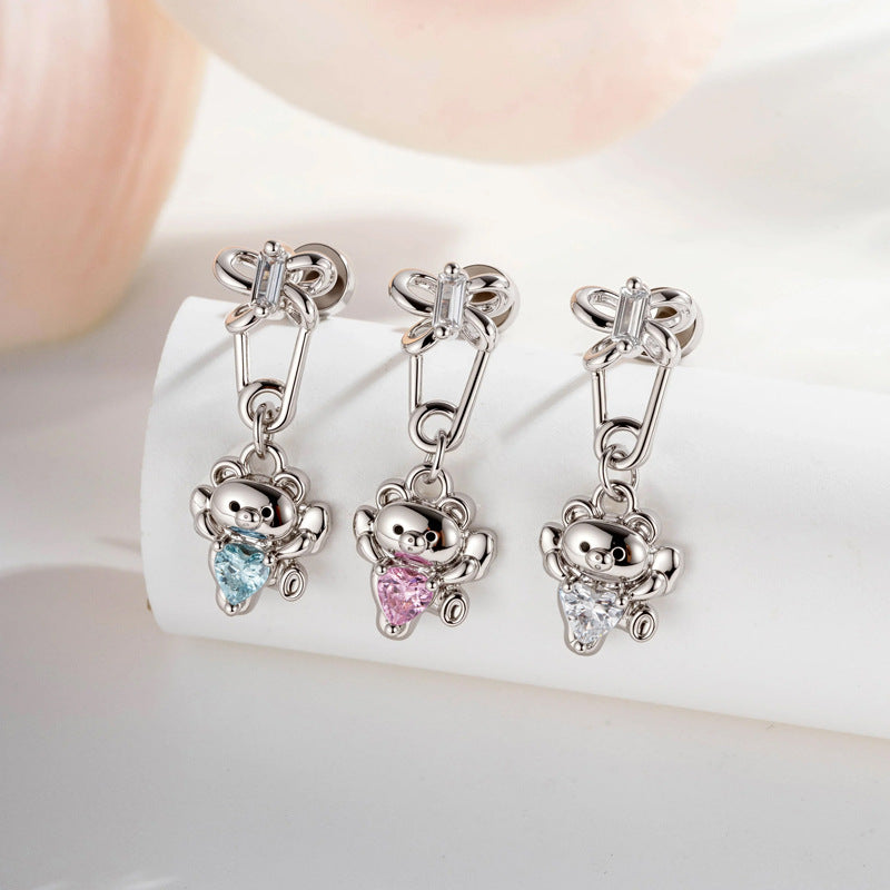 Sweet Hug Bear Heart Titanium Helix Earring