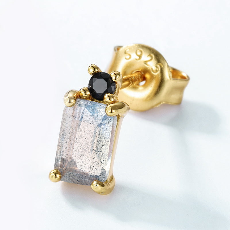 Midnight Mist Labradorite & Black Onyx Stud