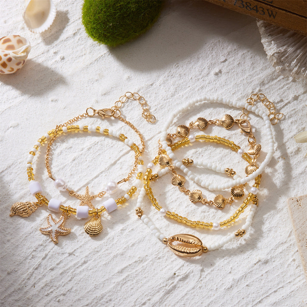 Seaside Escape Starfish Turtle Layer Bead Bracelet