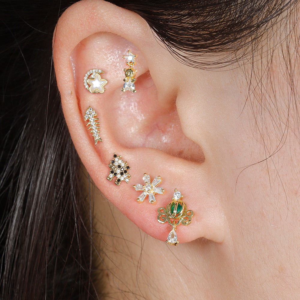 20G Star Emoji Conch Double Piercing Earrings