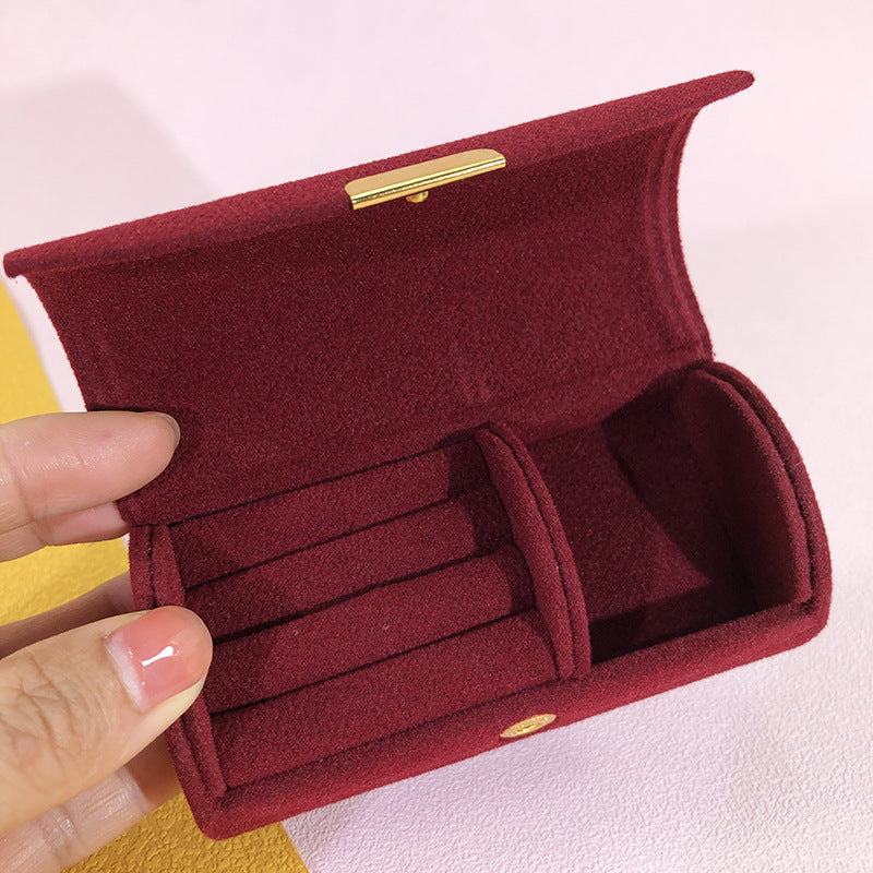 Portable Velvet Earrings Ring Jewelry Organizer Box Storage Box