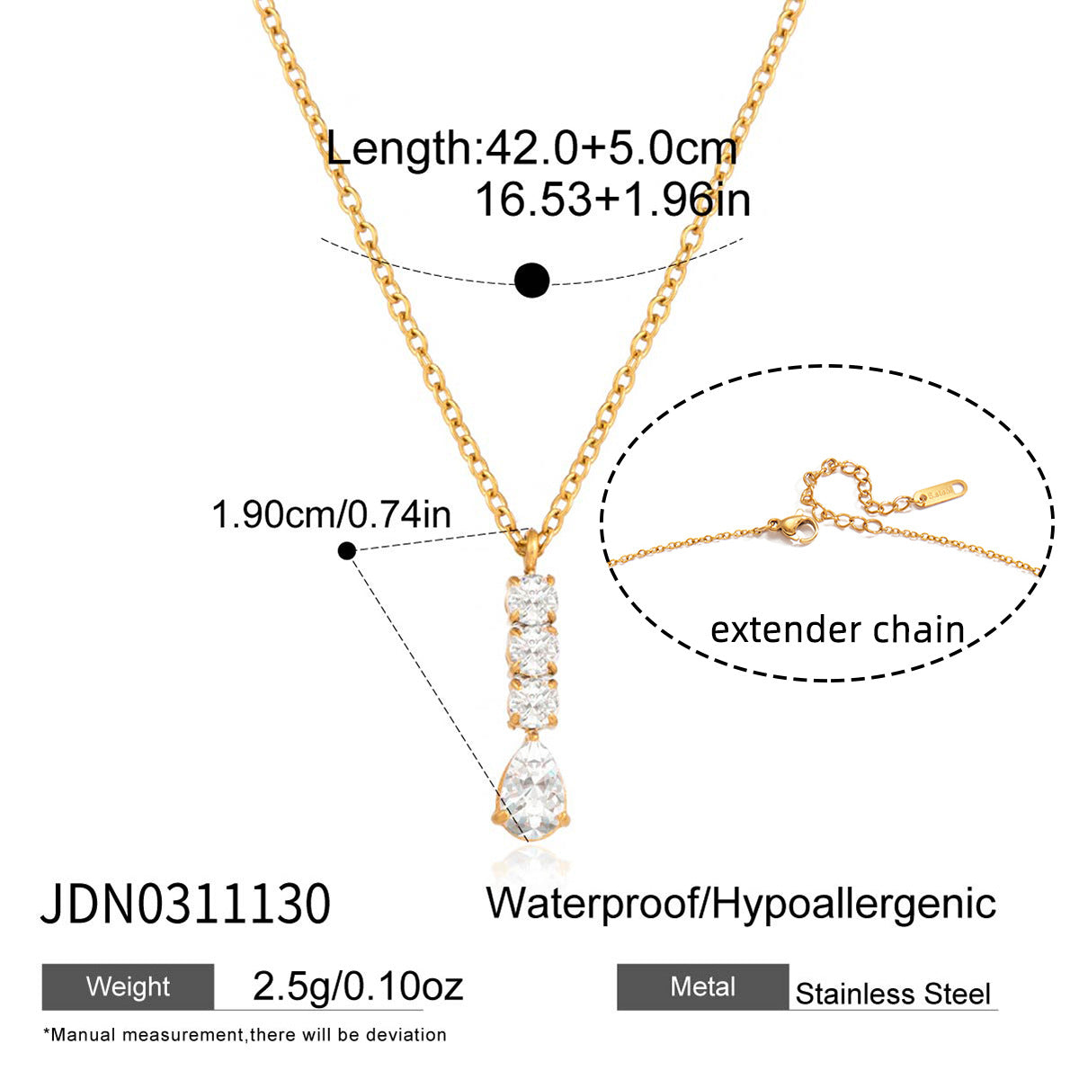 Simple WaterDrop CZ Necklace