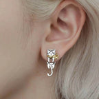 Graffiti Cat Ear Jacket Earrings