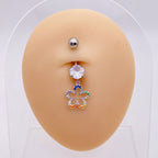 14G Hypoallergenic Flower Feather Belly Button Piercing