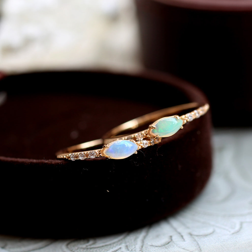 Marquise Opal Thin Band Ring