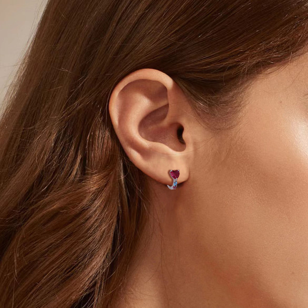 Dazzling Heart Small Hoop Earrings