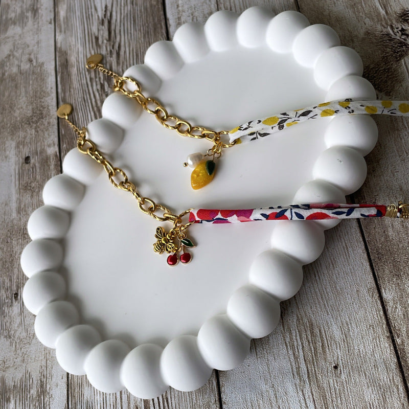 Braided Fruit Charm Half Chain BFF Bracelet