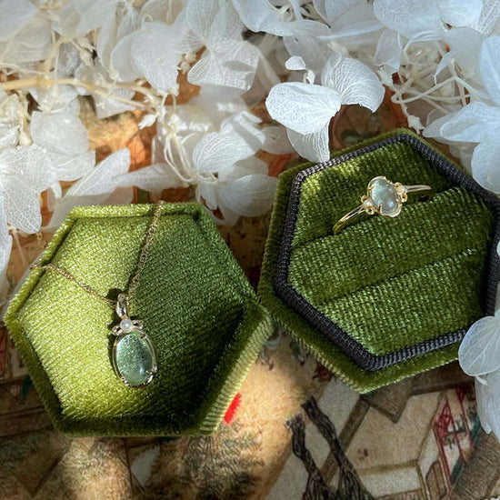 Green Fluorite Gemstone Earrings and Necklace