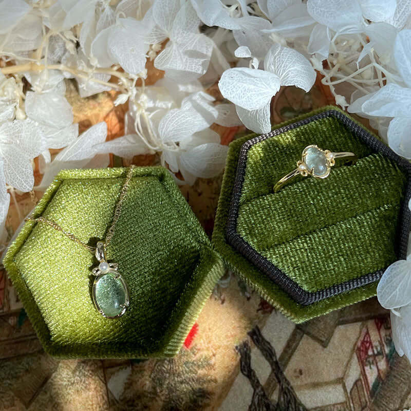 Green Fluorite Gemstone Earrings and Necklace