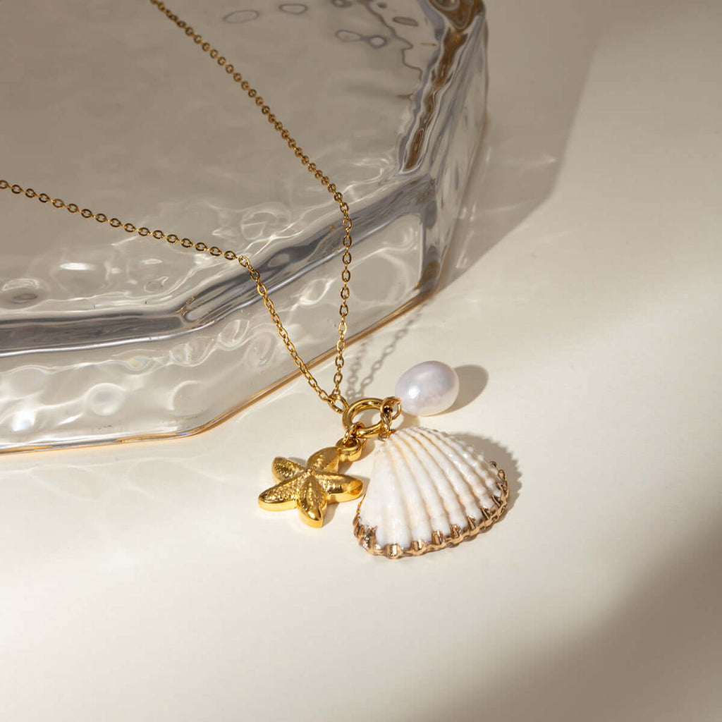 Beach Shell Coconut Girl Starfish Pendant Necklace