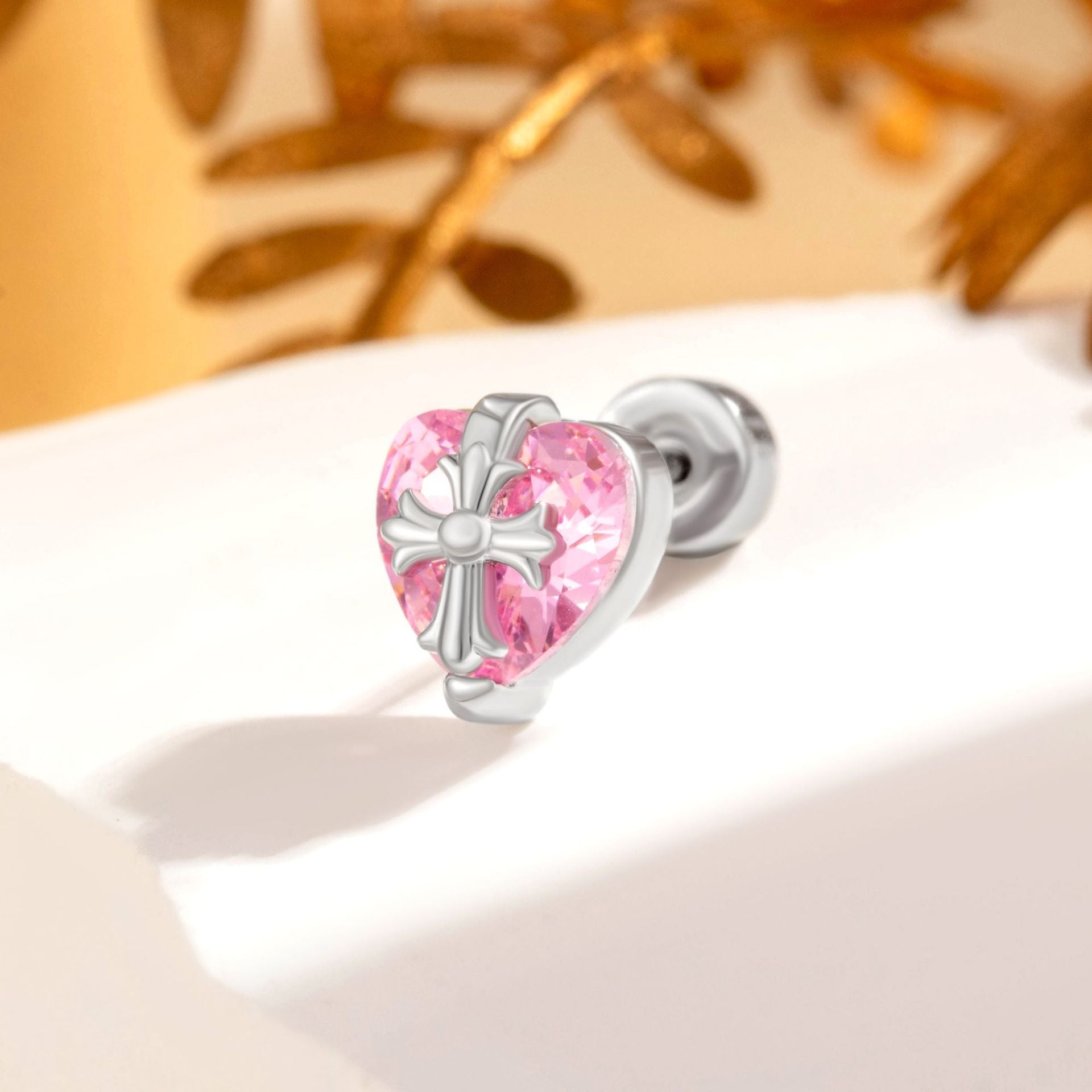 Cross Heart Flat Back Piercings