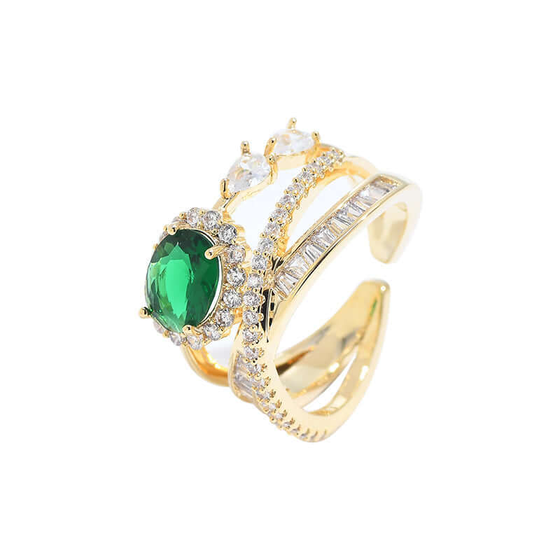 Emerald Green CZ Layer Cross Stacking Ring Set | K4205