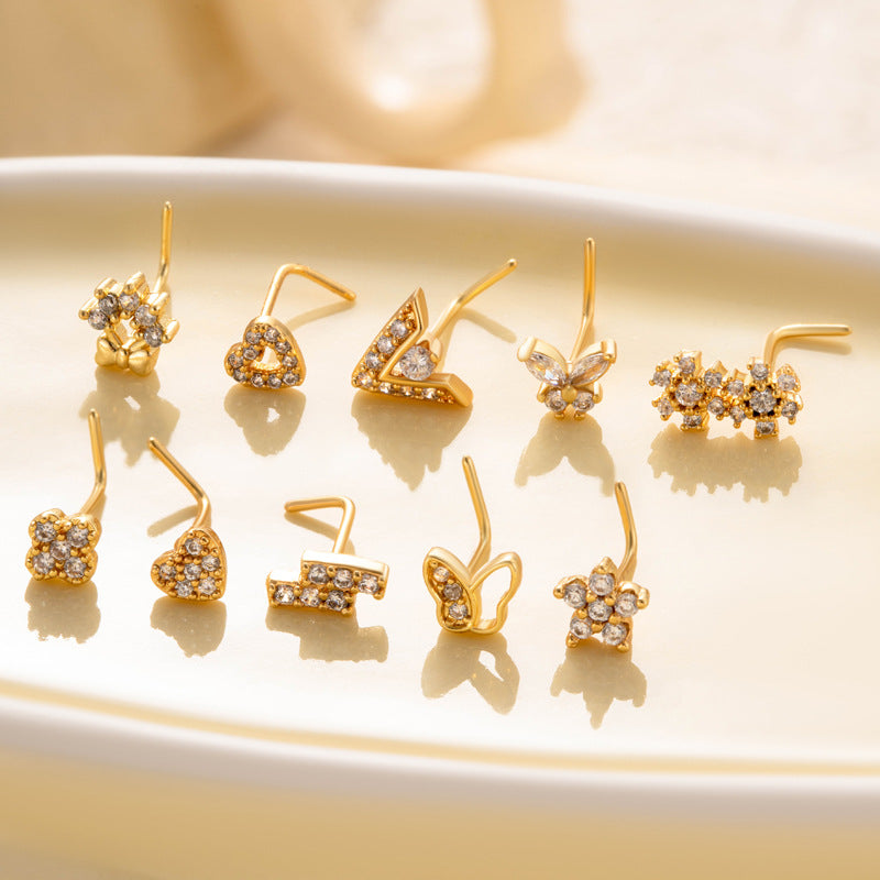 Little Bow Flower L Shape Nose Ring