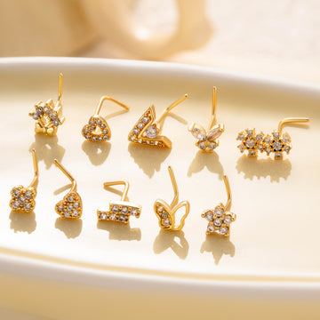 Little Bow Flower L Shape Nose Ring