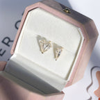 Asymmetric Clear Quartz Invisible Heart Earring Stud