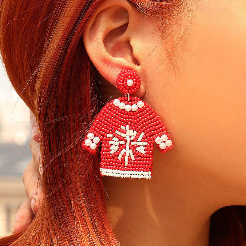 Handmade Woven Beads Sweater Holiday Earring