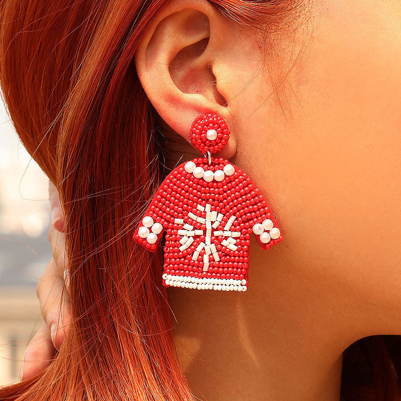 Handmade Woven Beads Sweater Holiday Earring