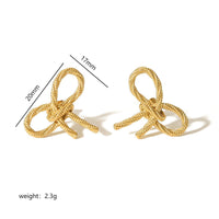 Mini Gold Bow Textured Knot Ribbon Stud Earrings