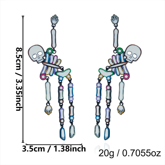 Neon Colorful Skeleton Ear Jacket Earrings