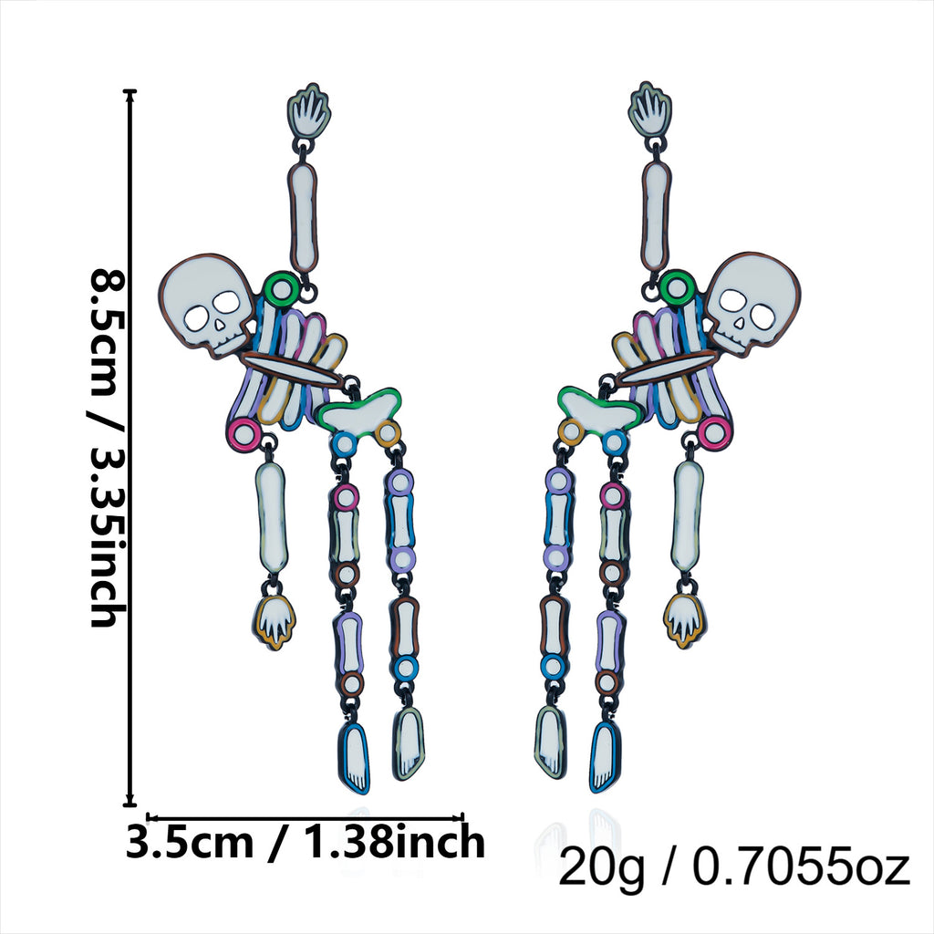 Neon Colorful Skeleton Ear Jacket Earrings