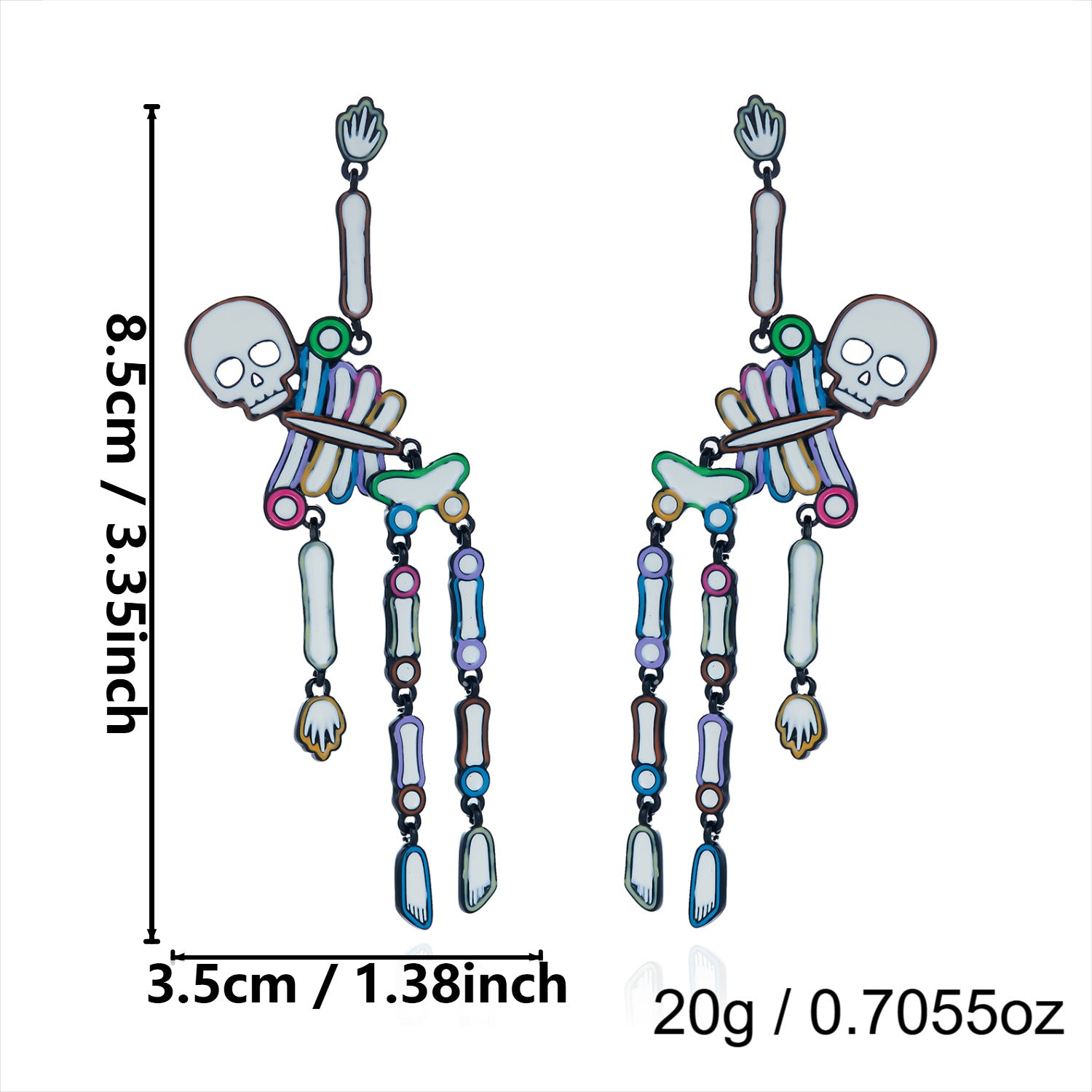 Neon Colorful Skeleton Ear Jacket Earrings