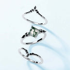Multiwear Moss Agate Stacking Ring Set