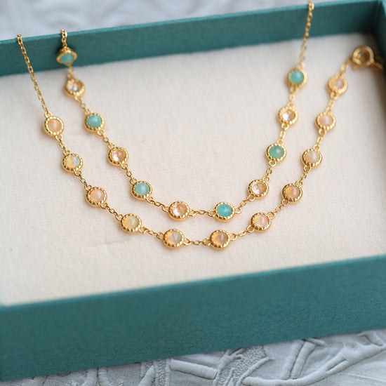 Opal Ruby & Sapphire Chain Bracelet