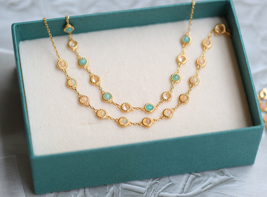 Opal Ruby & Sapphire Chain Bracelet