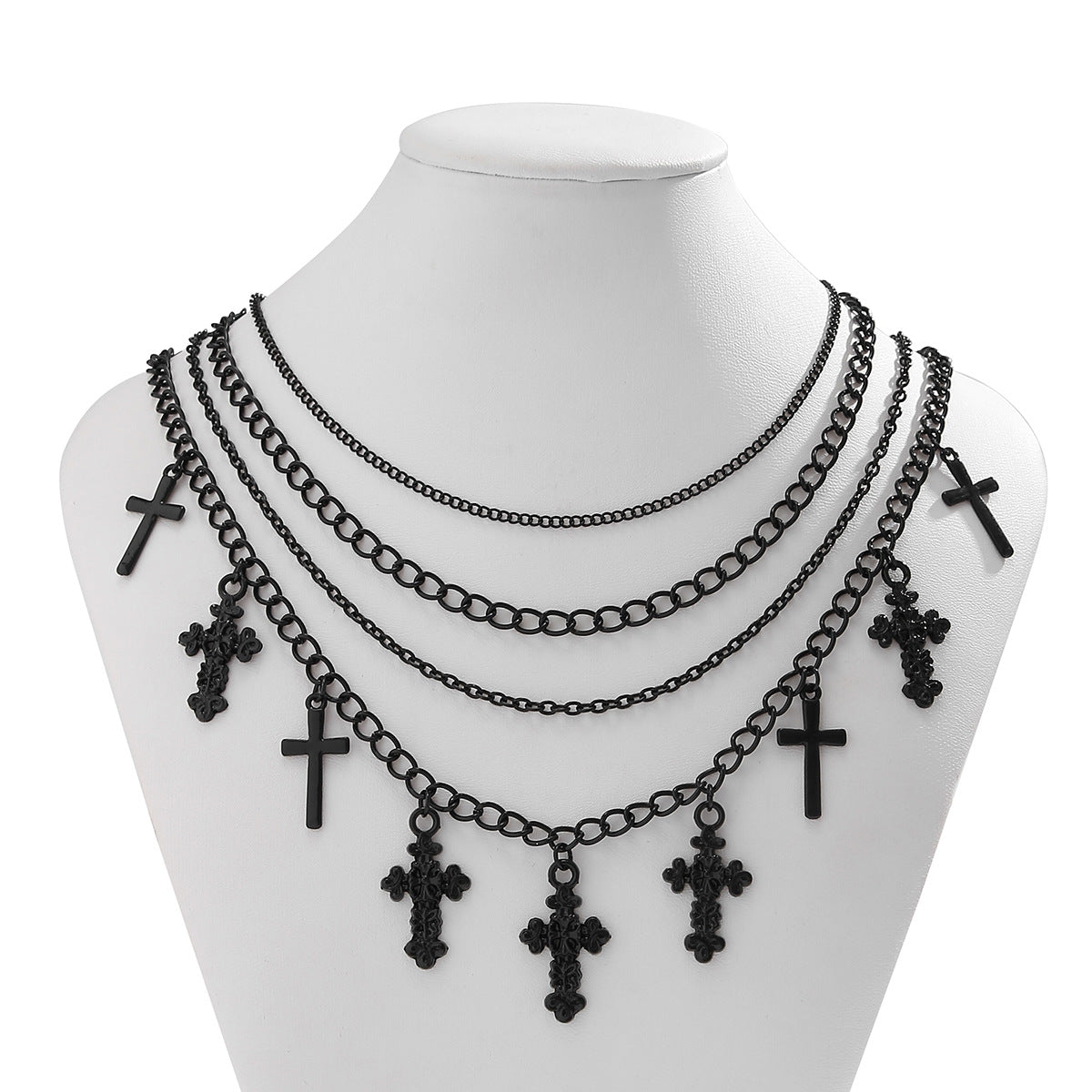 Cool Dark Cross Layering Grunge Necklace Statement 