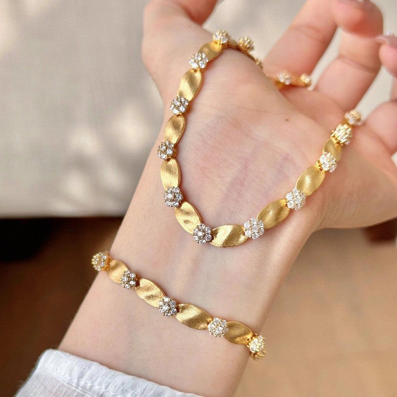 Luxury Dual Tone Brushed Ribbon Link Bracelet