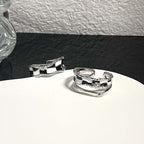 Black & White Checkerboard Layered Ring Silver
