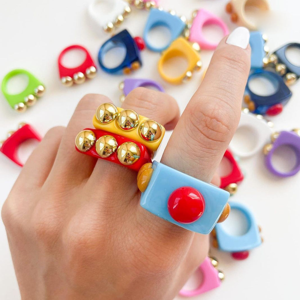 Y2K Spice Girl Dopamine Color Resin Ring
