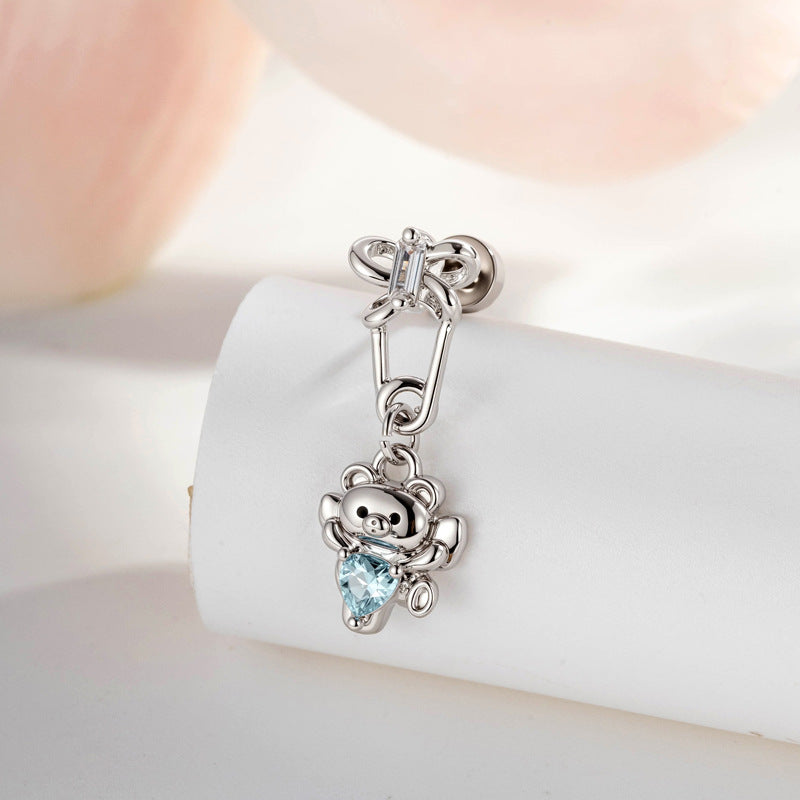Sweet Hug Bear Heart Titanium Helix Earring