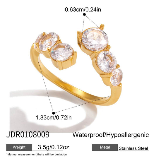 Gold Bezel Heart Curve Ring