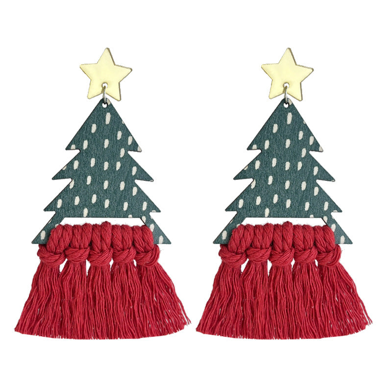 Colorful Santa Claus Woven Tassel Drop Earrings