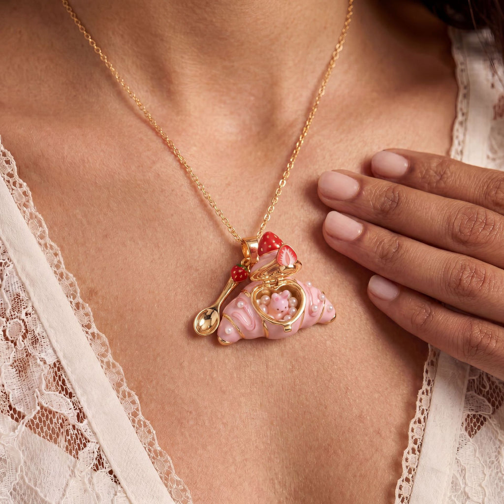 Sweet Critters Croissant Open Charm Necklace