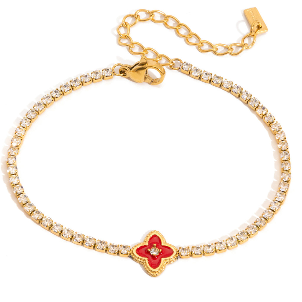 Gold Thin Tennis Bracelet with Bow